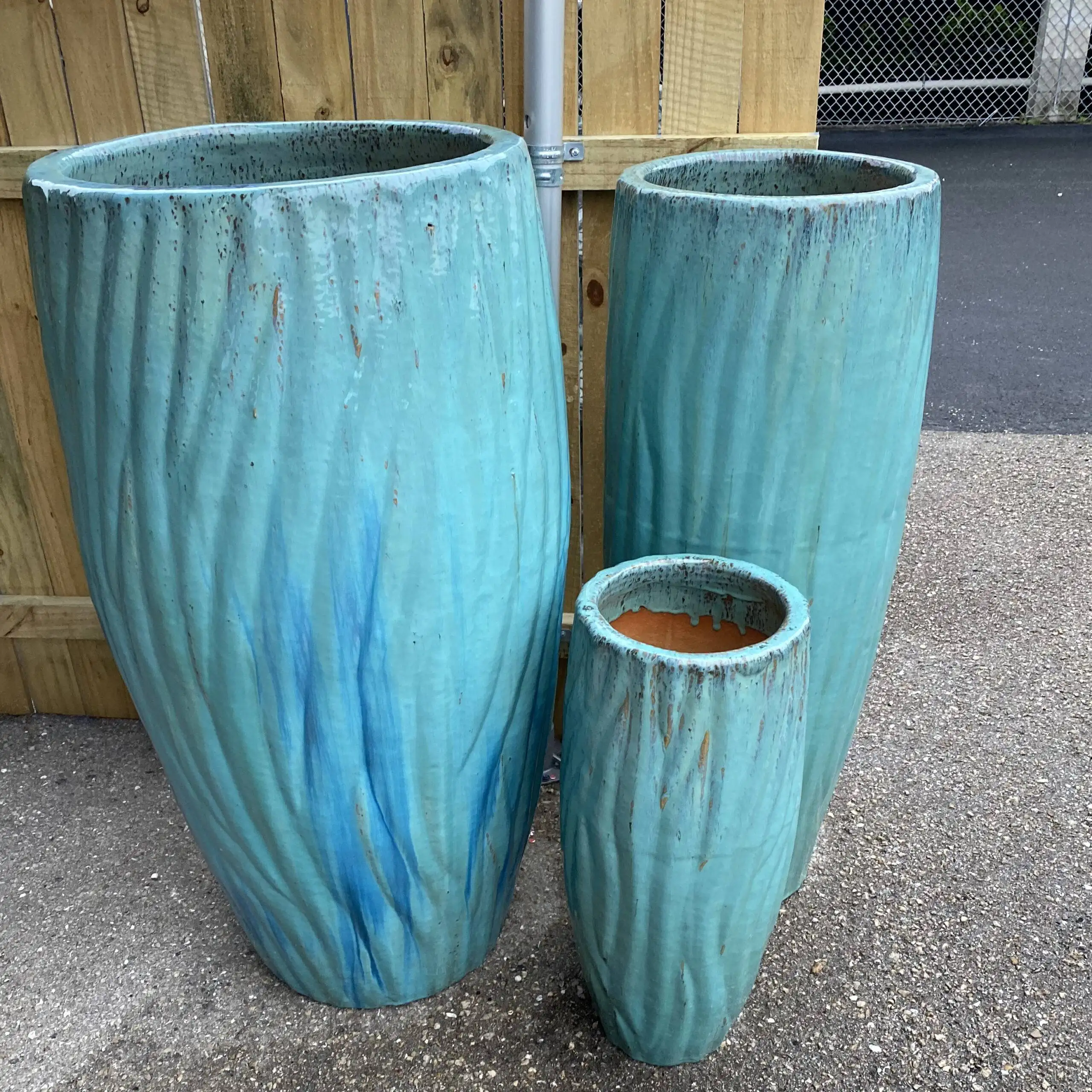 Ethans Courtyard and Patio | Large Glazed Ceramic Planters