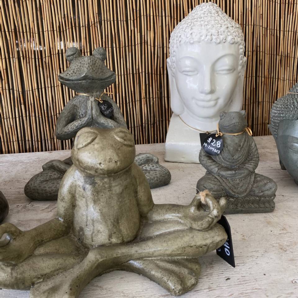 Ethans Courtyard and Patio | Small Frog Statues and White Buddha Statue | Bonita Springs | Water Fountains, Wall Fountains, Mailboxes, and more
