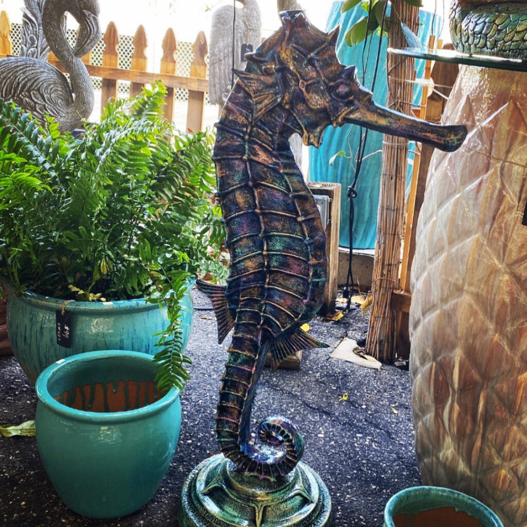 garden seahorse statue