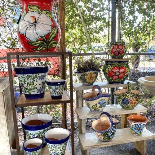 Ethans Courtyard and Patio | Mexican Painted Flower Pots