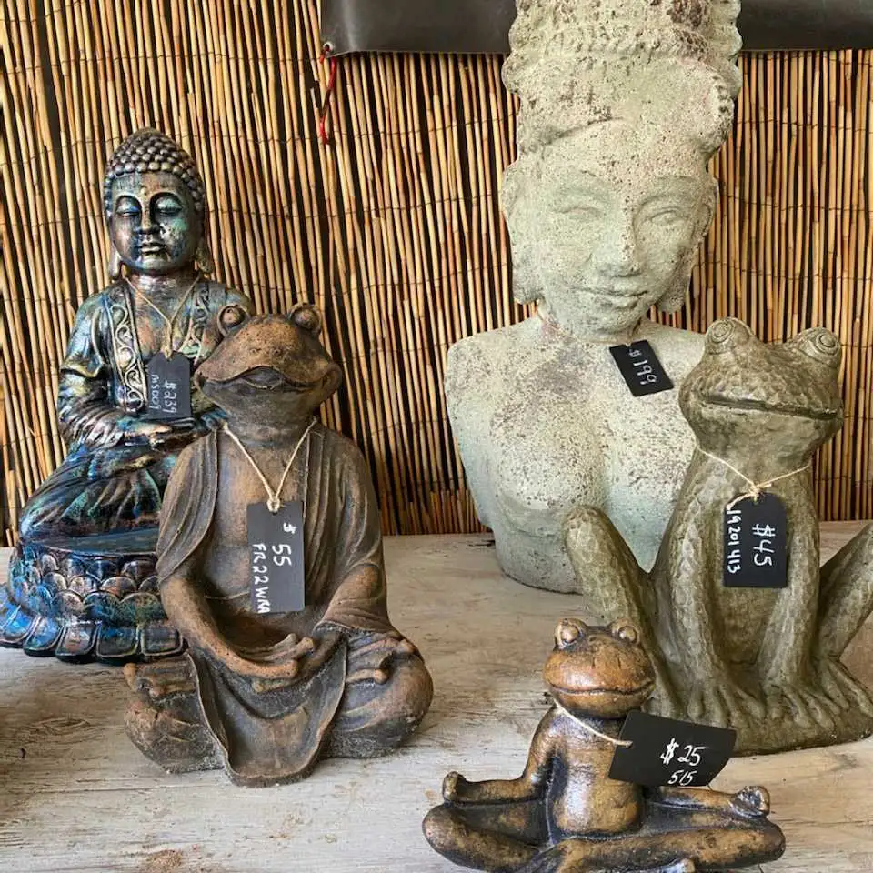 Ethans Courtyard and Patio | White Buddha Statue | Bonita Springs Outdoor decor Store | Water Fountains, Wall Fountains, Mailboxes, and more